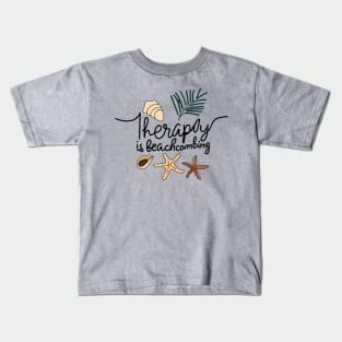 Therapy is Shell Collector Beachcombers - Beachcombing Seashell Collecting Kids T-Shirt